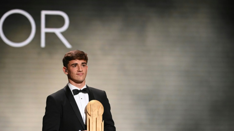 Barcelona's Gavi wins Kopa Trophy for best youngster at Ballon d'Or gala